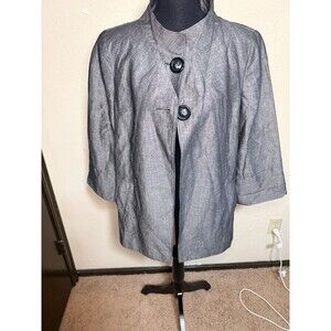 Sharagano Women's Metallic Linen Blend Blazer Duster Cape Two Button Size 10